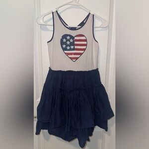 Cynthia Rowley Heart American Flag Patterned Navy Sleeveless 7/8 Dress